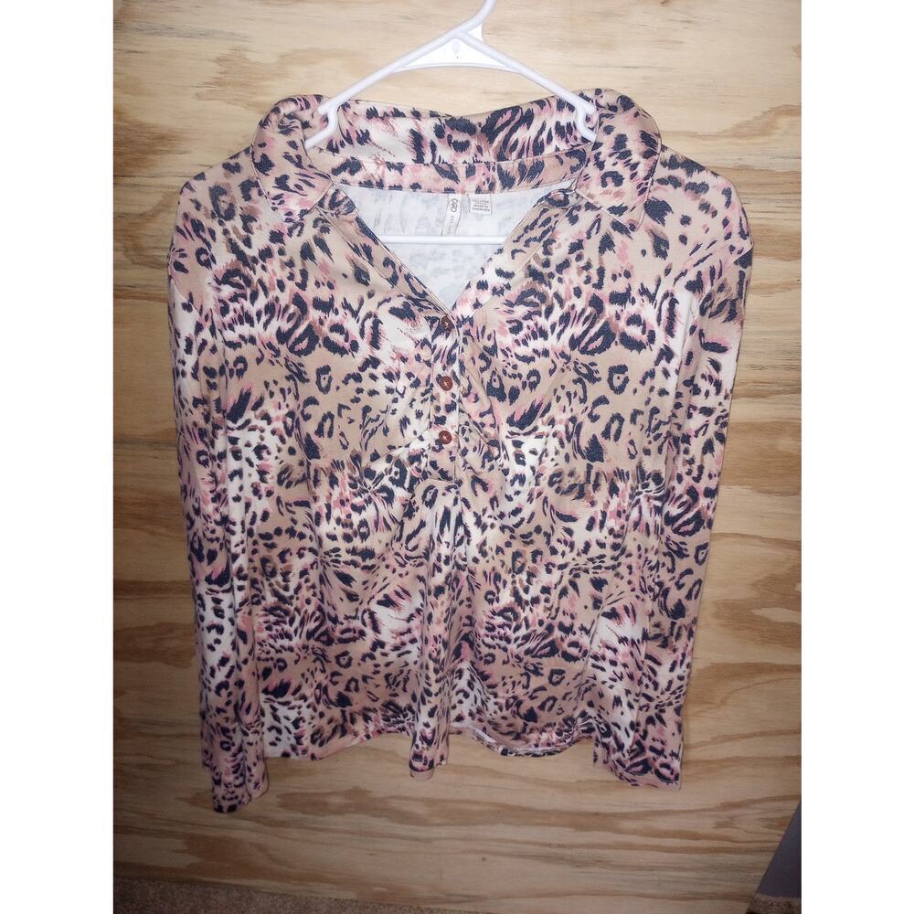 Women's Cato Long Sleeve Leopard Top Collared 18/20